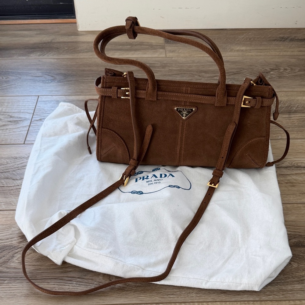 Brown suede Bonnie look a like Leather Women's Bag designer